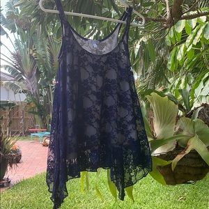 Delia*s Navy Lace and Gray Tank Top